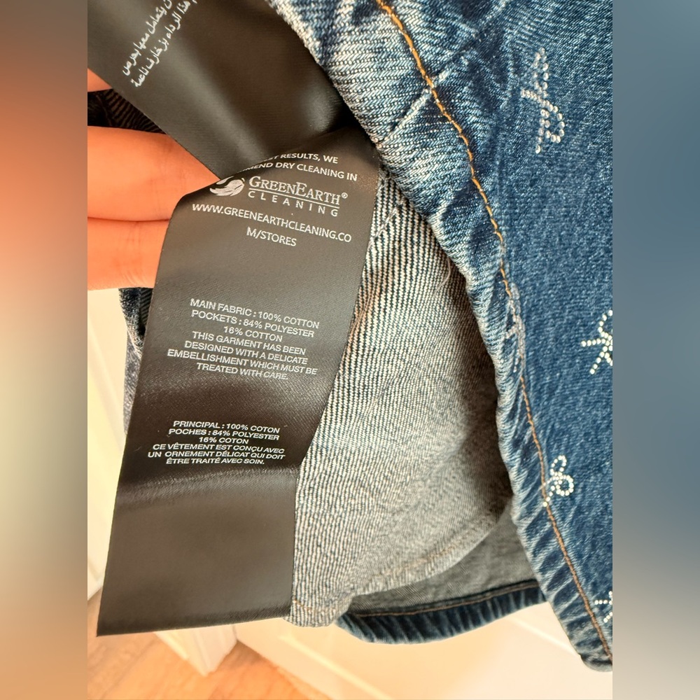 NWOT Self-Portrait DENIM DIAMANTE BOW MINI DRESS - Picture 16 of 17